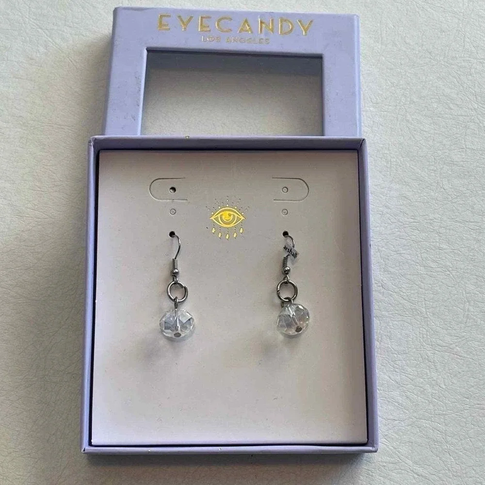 Eye Candy LA Crystal Drop‎ Earrings | Silver Tone Dangle | Minimal Chic